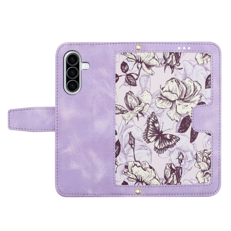 For Samsung Galaxy A26 5G Floral Pattern Leather Phone Case with Lanyard