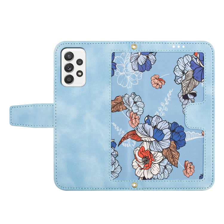 For Samsung Galaxy A33 5G Floral Pattern Leather Phone Case with Lanyard