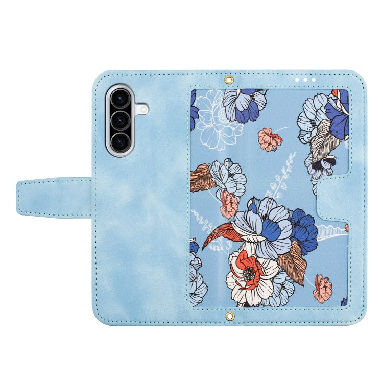 For Samsung Galaxy A36 Floral Pattern Leather Phone Case with Lanyard