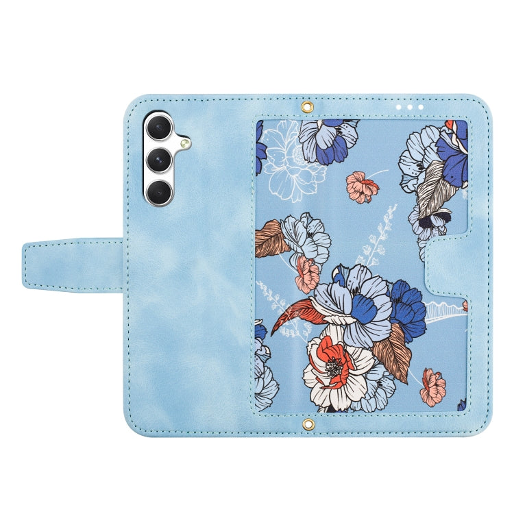 For Samsung Galaxy A56 5G Floral Pattern Leather Phone Case with Lanyard