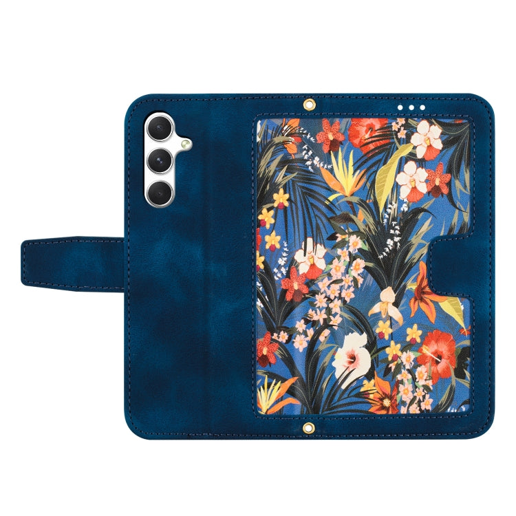 For Samsung Galaxy A56 5G Floral Pattern Leather Phone Case with Lanyard