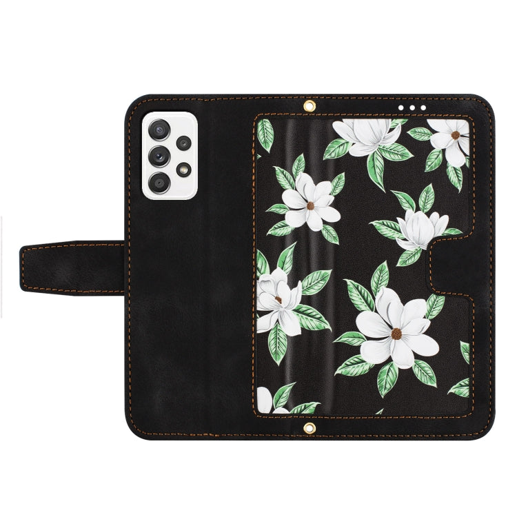 For Samsung Galaxy A72 5G / 4G Floral Pattern Leather Phone Case with Lanyard