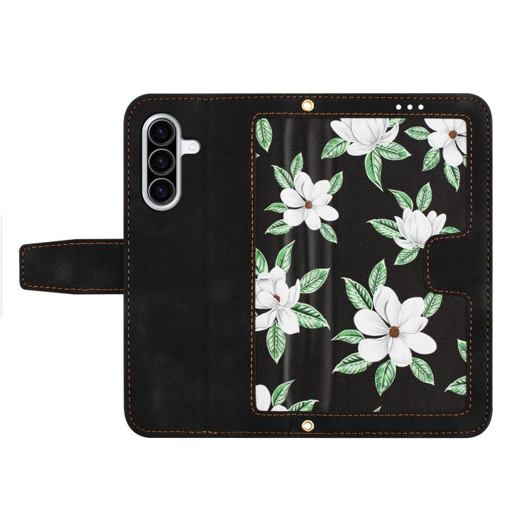 For Samsung Galaxy A27 5G Floral Pattern Leather Phone Case with Lanyard