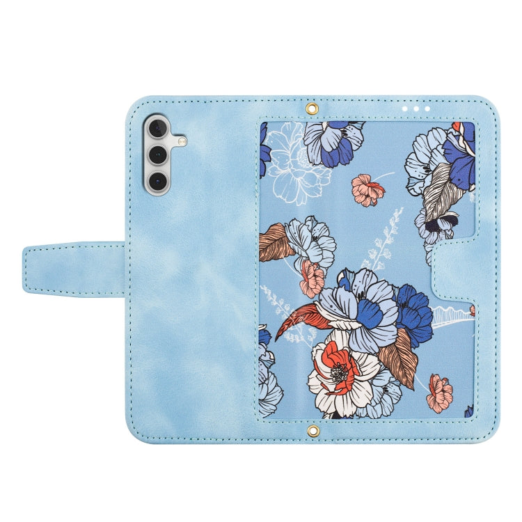 For Samsung Galaxy S24+ 5G Floral Pattern Leather Phone Case with Lanyard