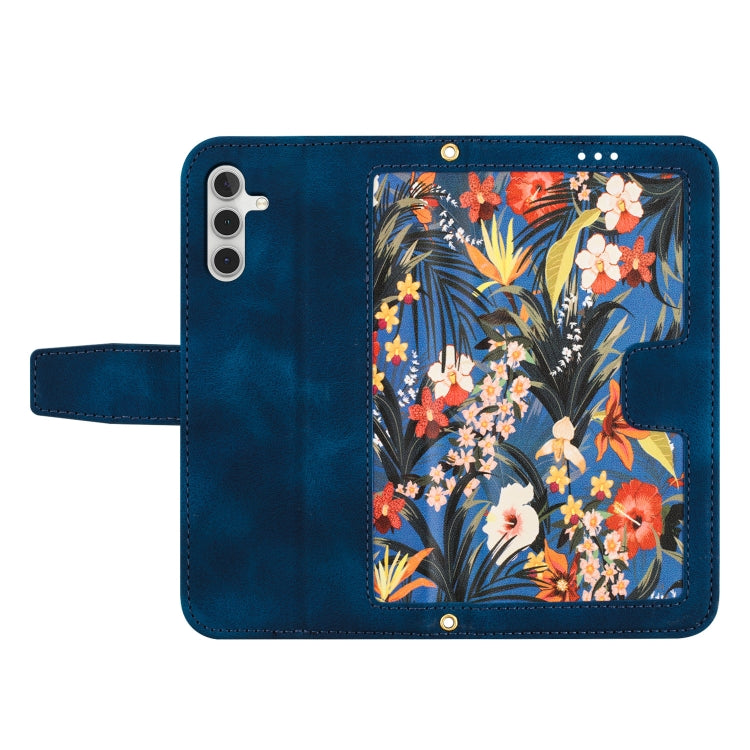 For Samsung Galaxy S24+ 5G Floral Pattern Leather Phone Case with Lanyard