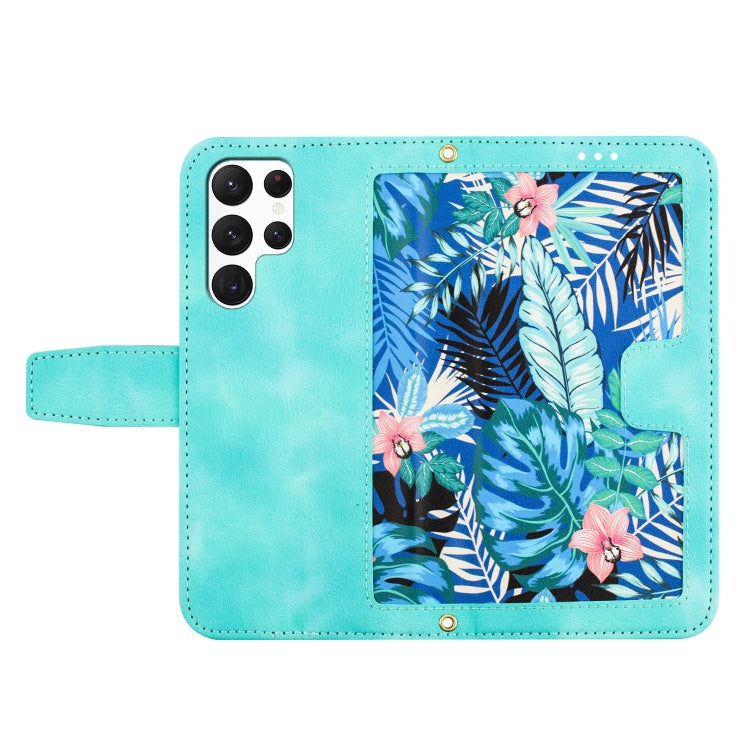 For Samsung Galaxy S23 Ultra 5G Floral Pattern Leather Phone Case with Lanyard