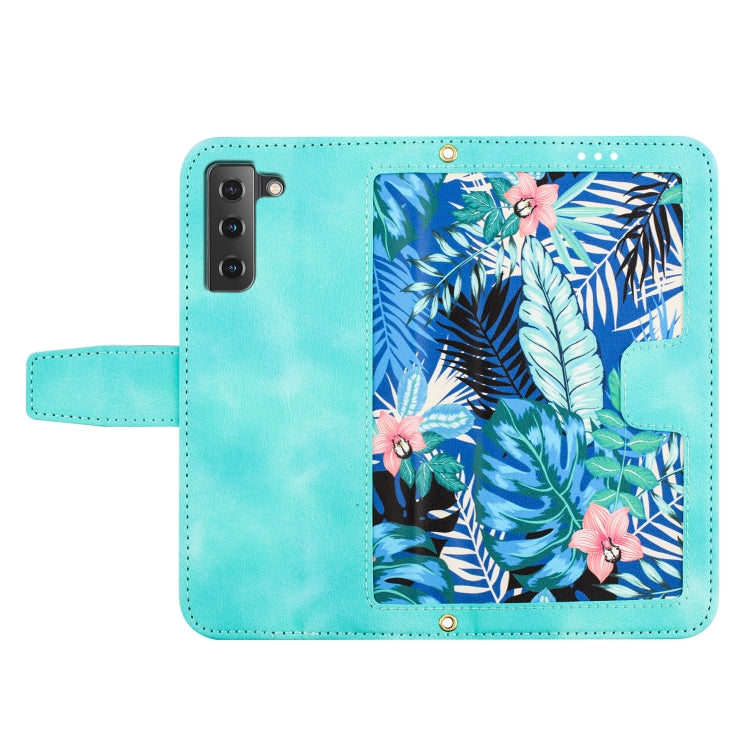 For Samsung Galaxy S22+ 5G Floral Pattern Leather Phone Case with Lanyard