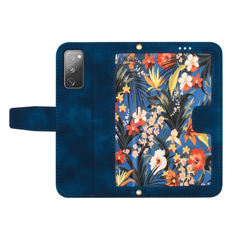 For Samsung Galaxy S20 FE Floral Pattern Leather Phone Case with Lanyard