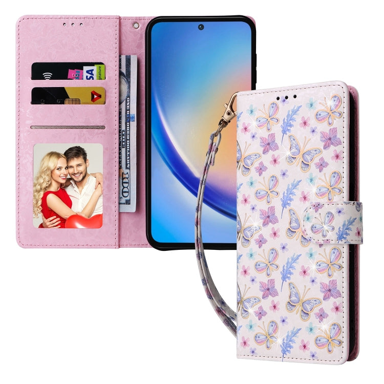 For Galaxy A35 5G Bronzing Painting RFID Leather Phone Case