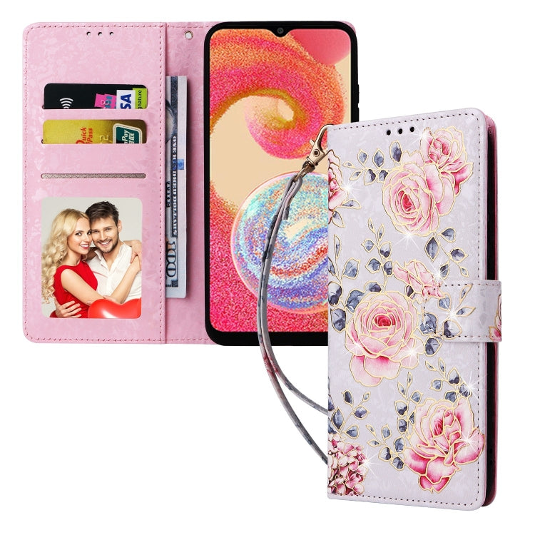 For Galaxy A04e Bronzing Painting RFID Leather Phone Case