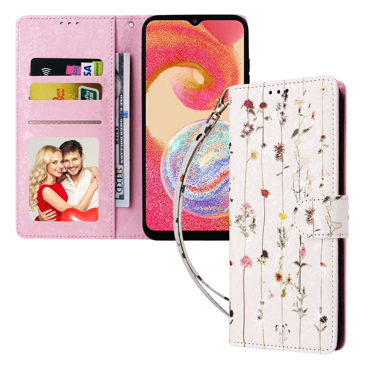 For Galaxy A04e Bronzing Painting RFID Leather Phone Case