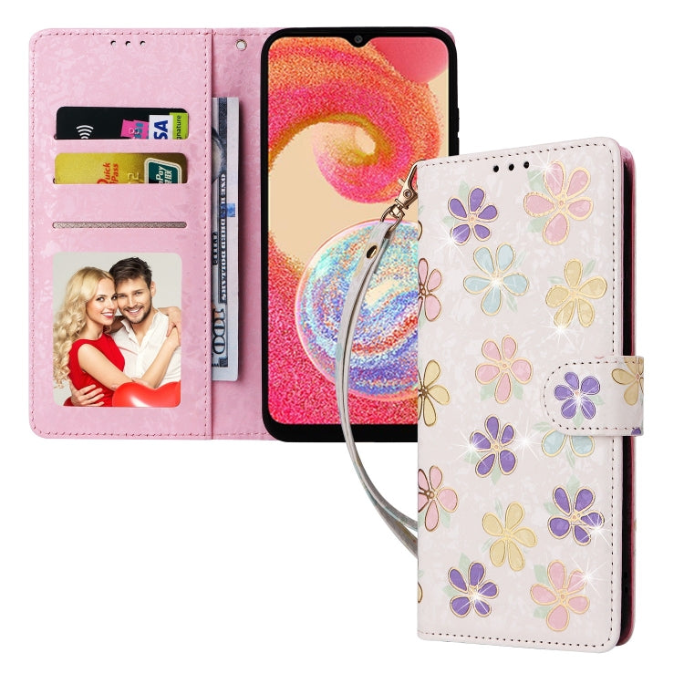 For Galaxy A04e Bronzing Painting RFID Leather Phone Case