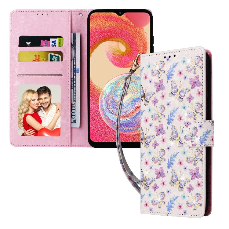For Galaxy A04e Bronzing Painting RFID Leather Phone Case