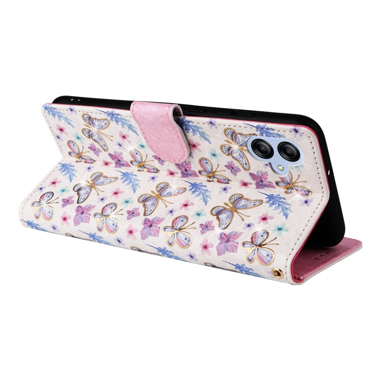 For Galaxy A04e Bronzing Painting RFID Leather Phone Case