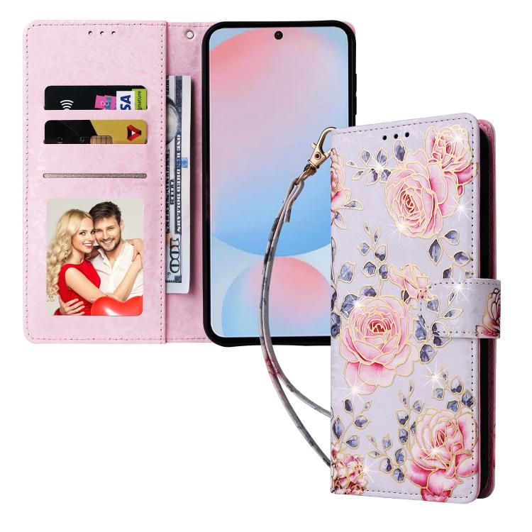 For Galaxy A56 5G Bronzing Painting RFID Leather Phone Case
