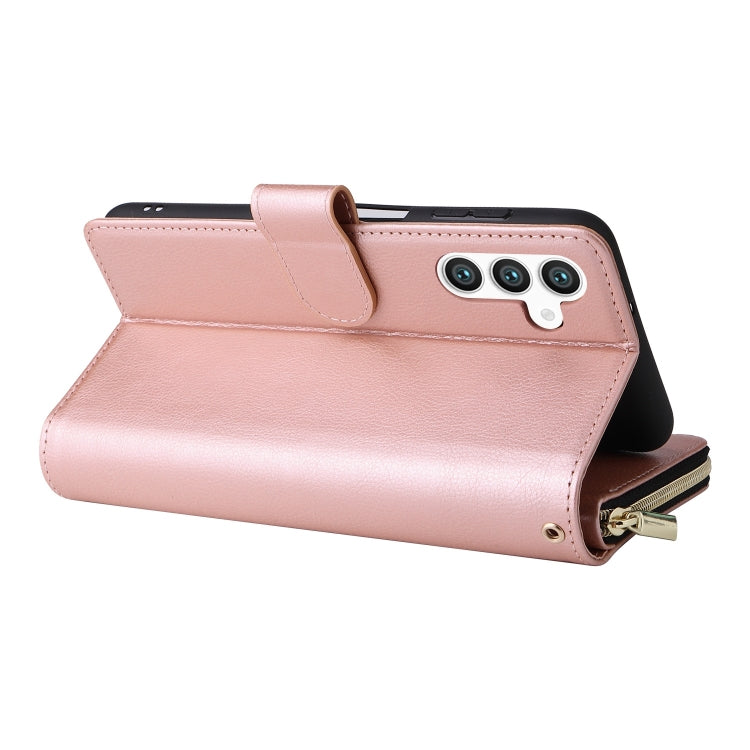 For Galaxy S25 5G 9-Card Slots Zipper Wallet Bag Leather Phone Case