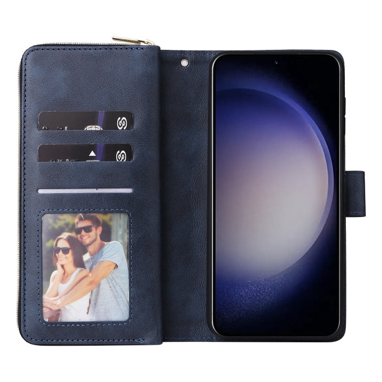 For Galaxy S25 5G 9-Card Slots Zipper Wallet Bag Leather Phone Case