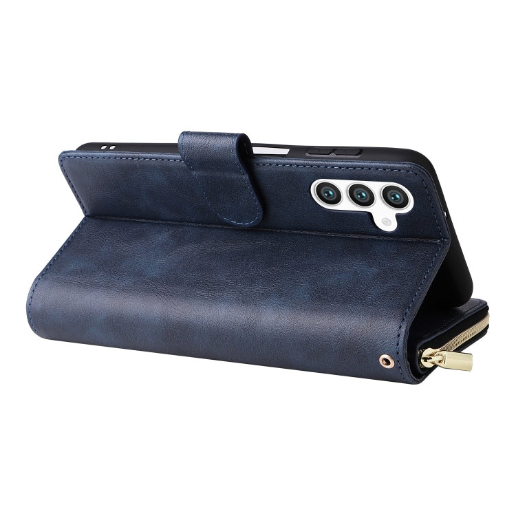 For Galaxy S25 5G 9-Card Slots Zipper Wallet Bag Leather Phone Case