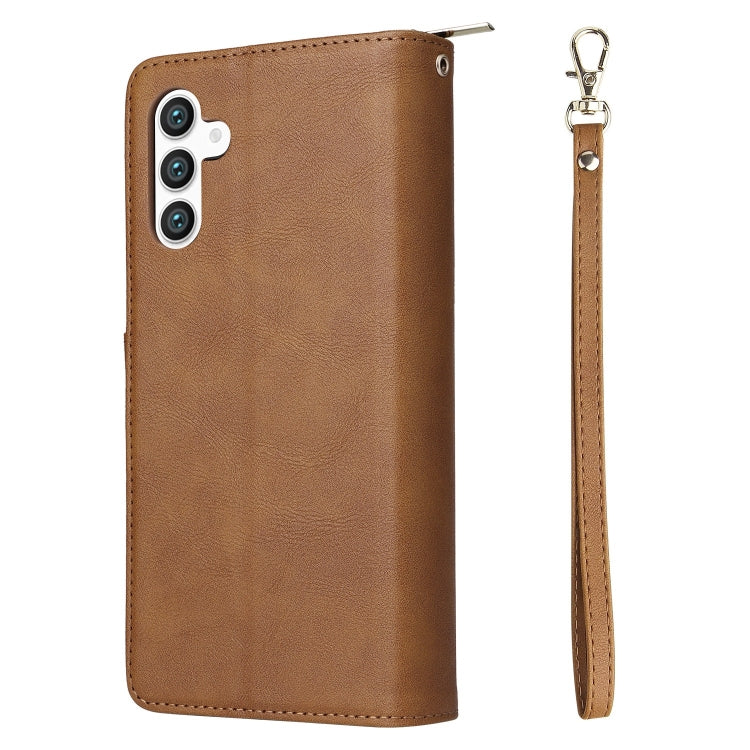For Galaxy S25 5G 9-Card Slots Zipper Wallet Bag Leather Phone Case