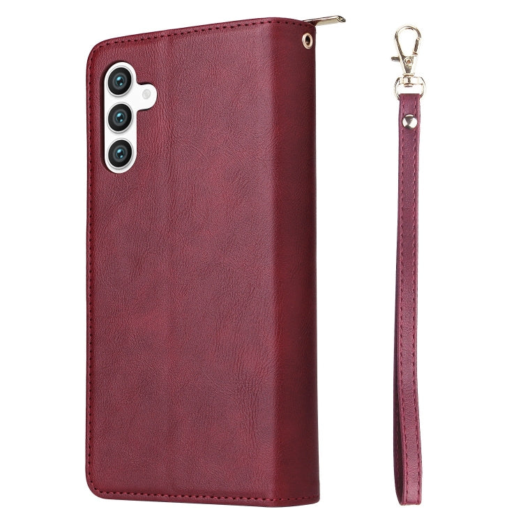 For Galaxy S25 5G 9-Card Slots Zipper Wallet Bag Leather Phone Case