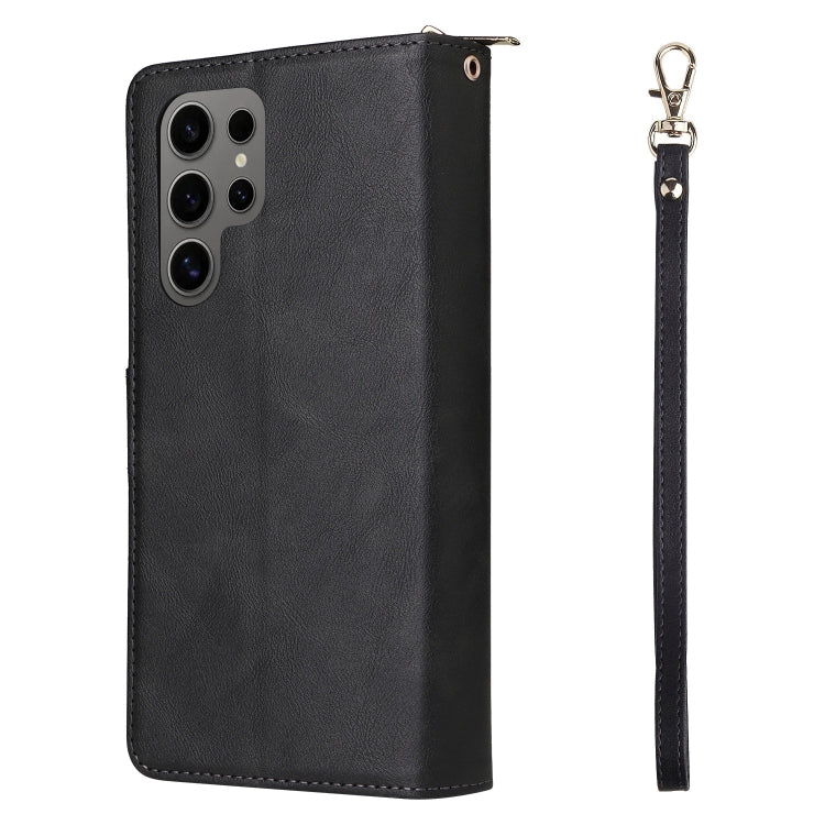 For Galaxy S25 Ultra 5G 9-Card Slots Zipper Wallet Bag Leather Phone Case