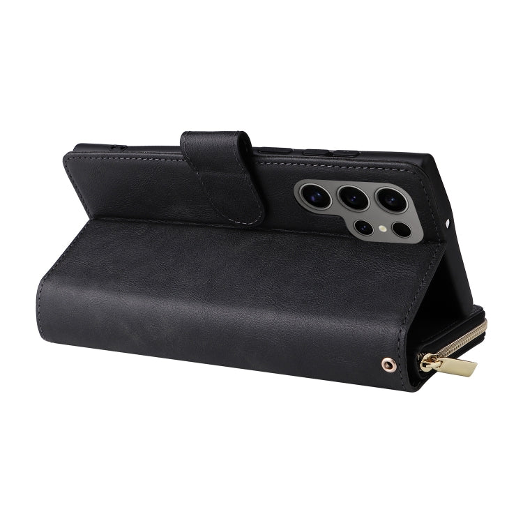 For Galaxy S25 Ultra 5G 9-Card Slots Zipper Wallet Bag Leather Phone Case