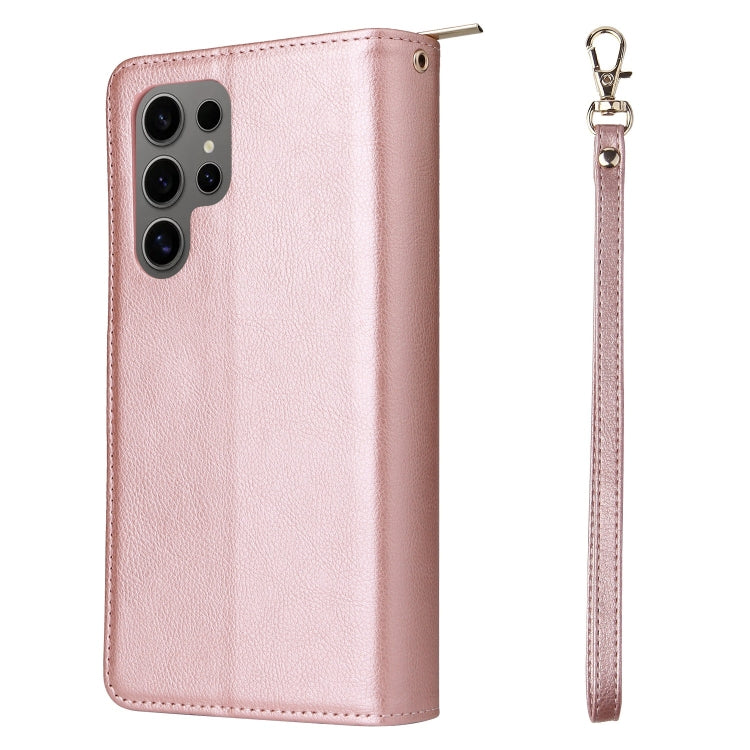 For Galaxy S25 Ultra 5G 9-Card Slots Zipper Wallet Bag Leather Phone Case