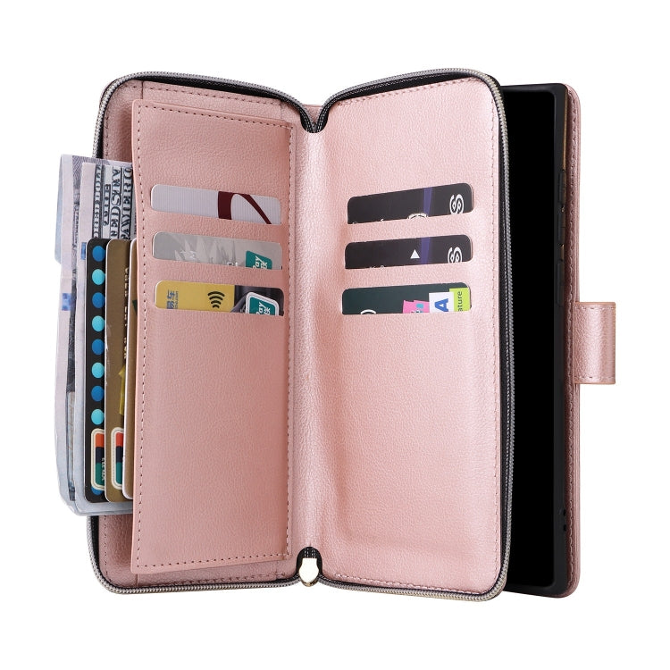 For Galaxy S25 Ultra 5G 9-Card Slots Zipper Wallet Bag Leather Phone Case