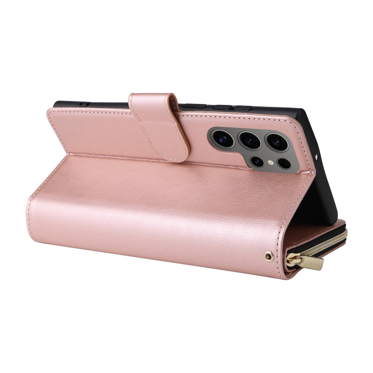 For Galaxy S25 Ultra 5G 9-Card Slots Zipper Wallet Bag Leather Phone Case