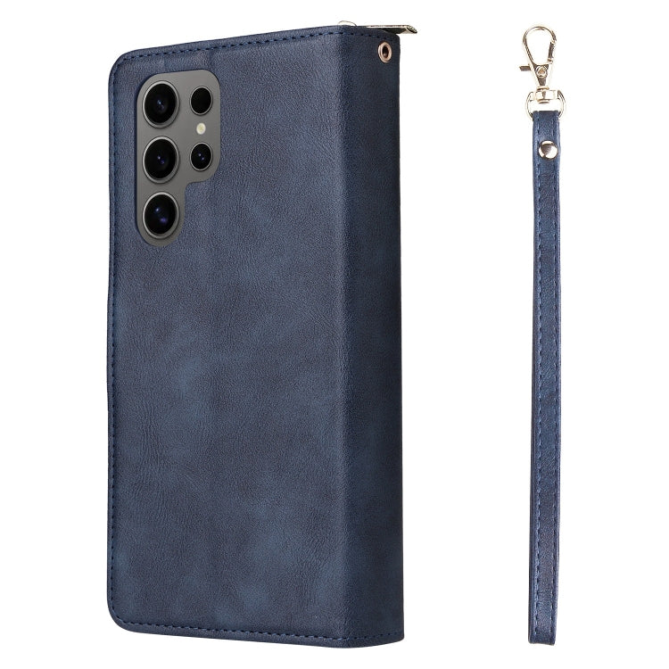 For Galaxy S25 Ultra 5G 9-Card Slots Zipper Wallet Bag Leather Phone Case