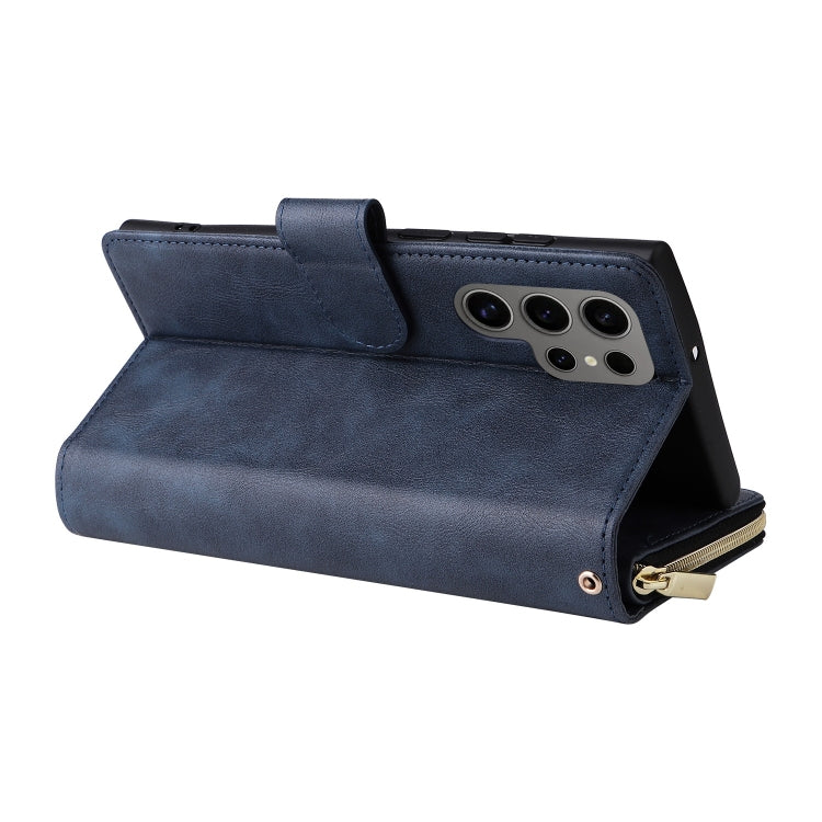 For Galaxy S25 Ultra 5G 9-Card Slots Zipper Wallet Bag Leather Phone Case