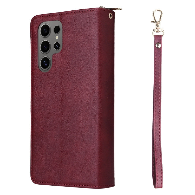 For Galaxy S25 Ultra 5G 9-Card Slots Zipper Wallet Bag Leather Phone Case