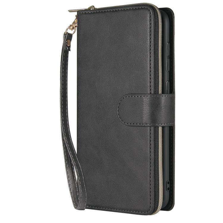 For Galaxy S25 Edge 5G 9-Card Slots Zipper Wallet Bag Leather Phone Case