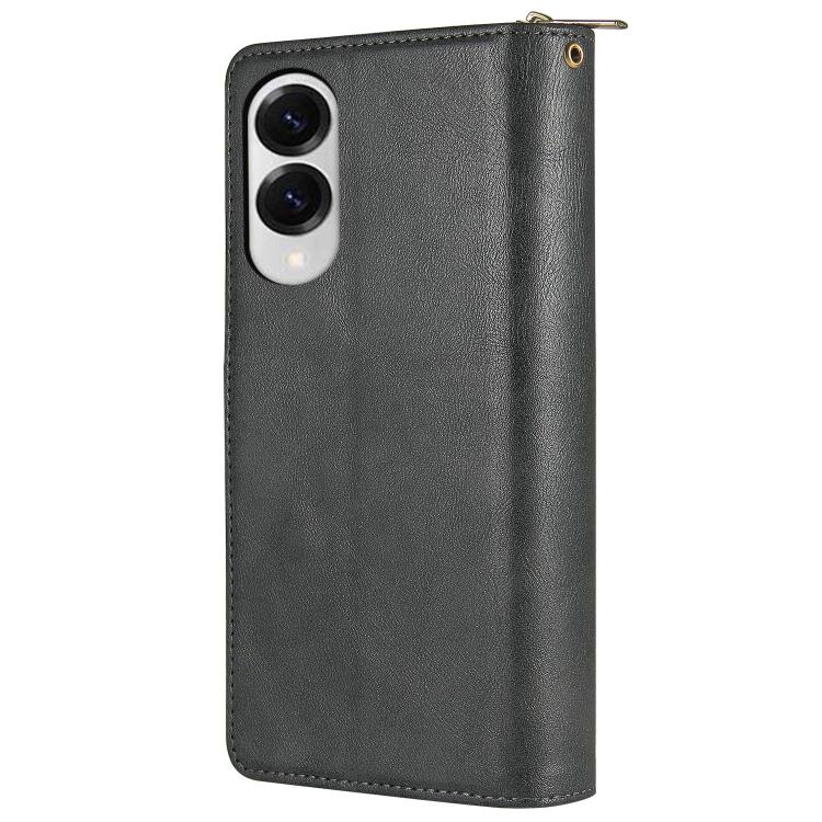 For Galaxy S25 Edge 5G 9-Card Slots Zipper Wallet Bag Leather Phone Case