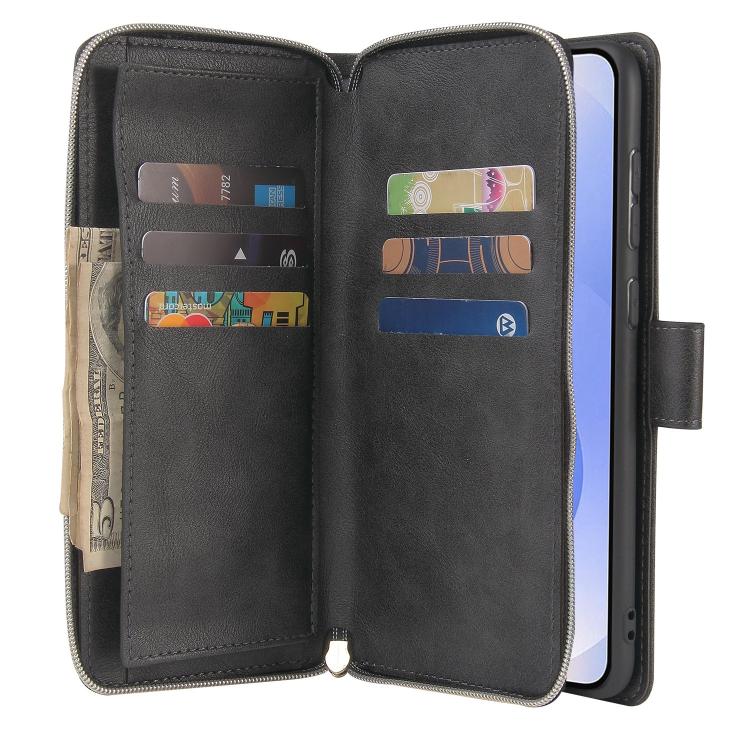 For Galaxy S25 Edge 5G 9-Card Slots Zipper Wallet Bag Leather Phone Case
