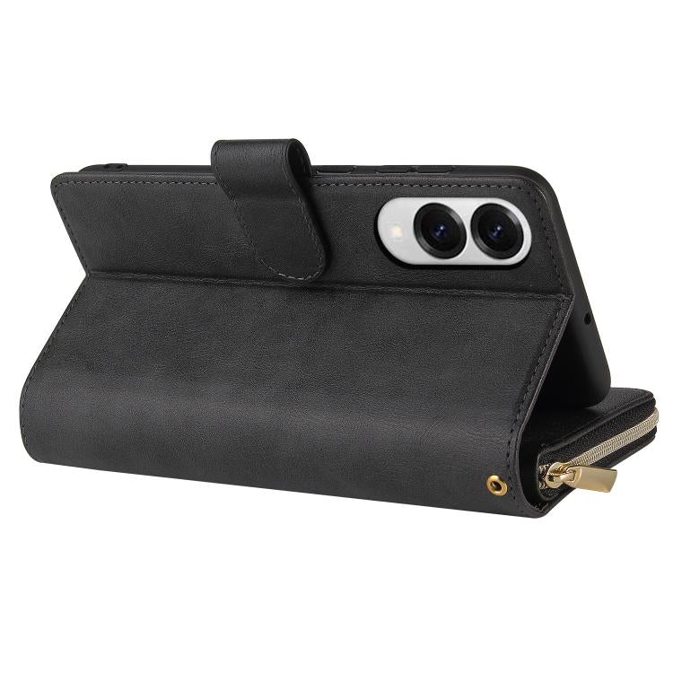 For Galaxy S25 Edge 5G 9-Card Slots Zipper Wallet Bag Leather Phone Case