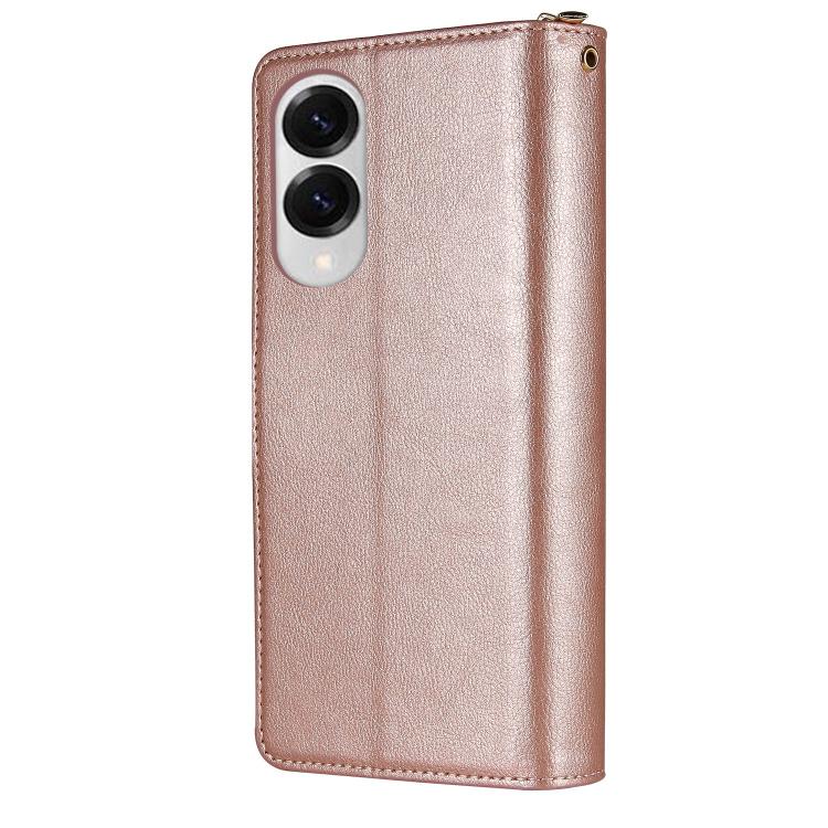 For Galaxy S25 Edge 5G 9-Card Slots Zipper Wallet Bag Leather Phone Case