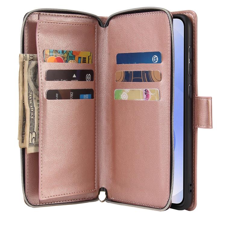 For Galaxy S25 Edge 5G 9-Card Slots Zipper Wallet Bag Leather Phone Case