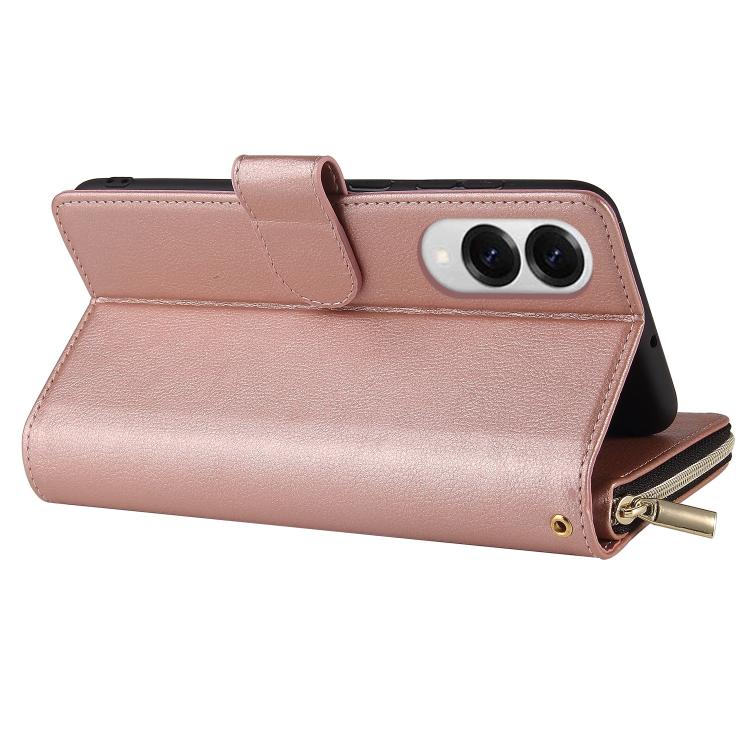 For Galaxy S25 Edge 5G 9-Card Slots Zipper Wallet Bag Leather Phone Case