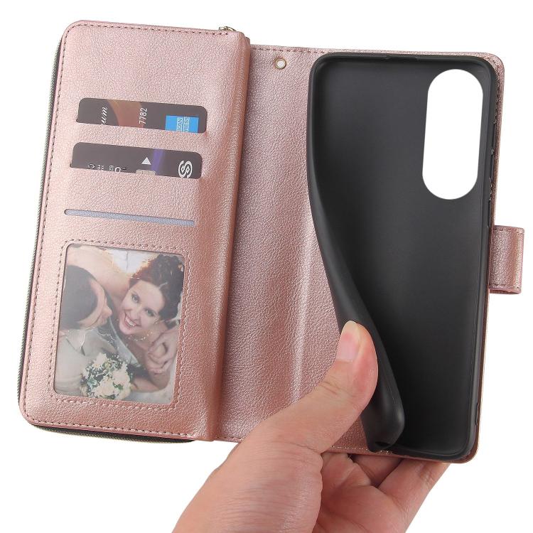 For Galaxy S25 Edge 5G 9-Card Slots Zipper Wallet Bag Leather Phone Case