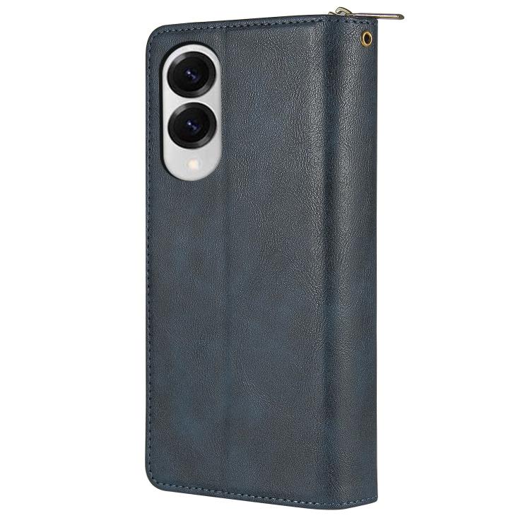 For Galaxy S25 Edge 5G 9-Card Slots Zipper Wallet Bag Leather Phone Case