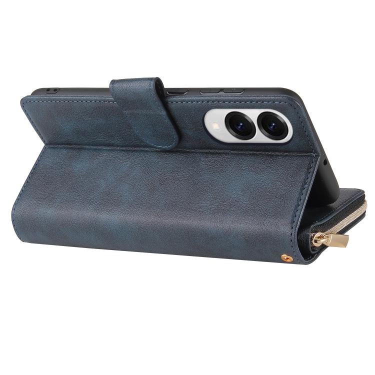 For Galaxy S25 Edge 5G 9-Card Slots Zipper Wallet Bag Leather Phone Case