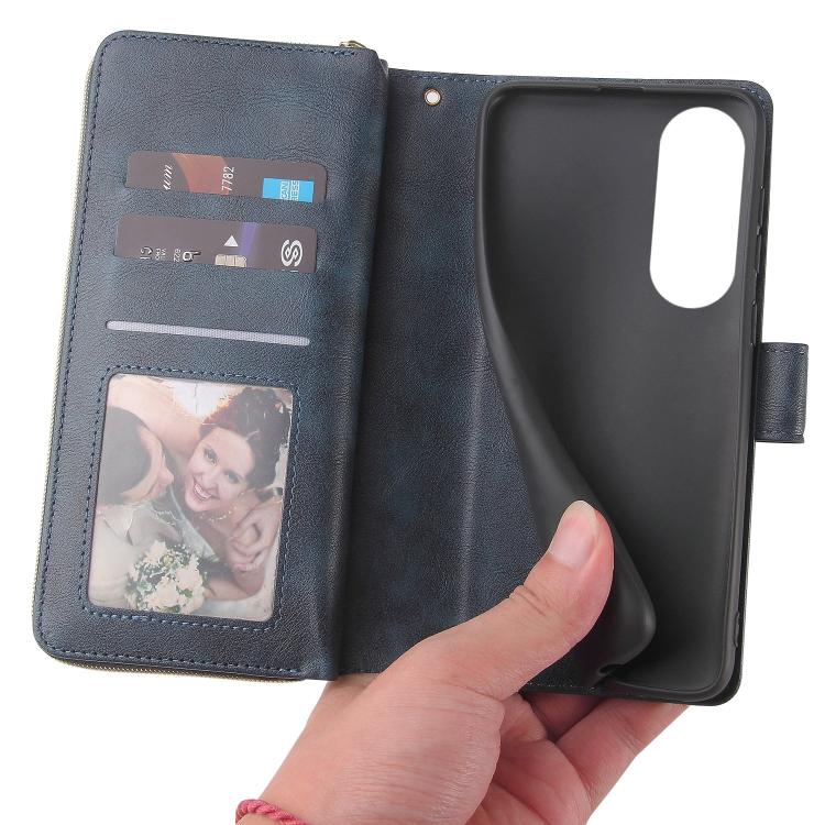 For Galaxy S25 Edge 5G 9-Card Slots Zipper Wallet Bag Leather Phone Case
