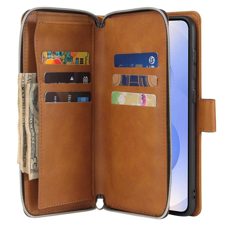 For Galaxy S25 Edge 5G 9-Card Slots Zipper Wallet Bag Leather Phone Case