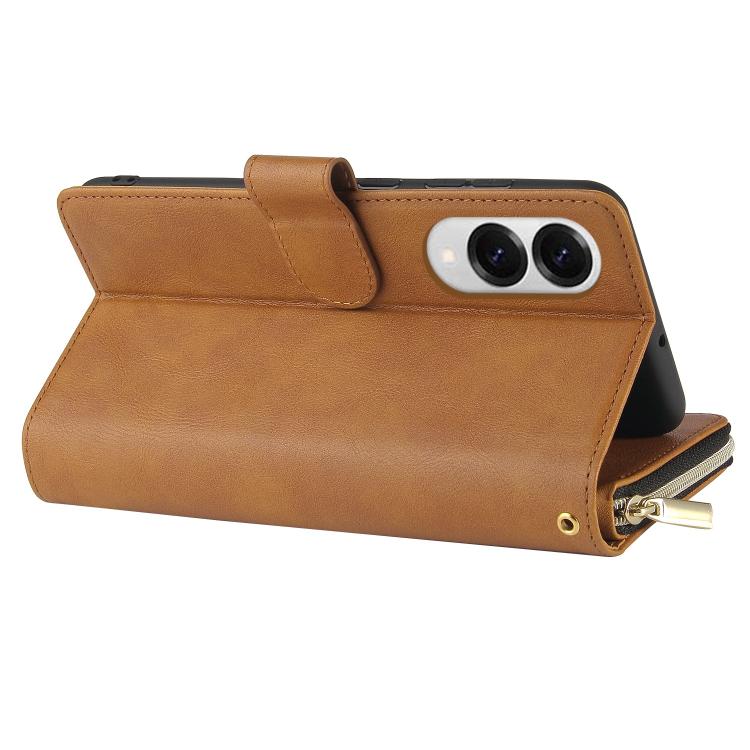 For Galaxy S25 Edge 5G 9-Card Slots Zipper Wallet Bag Leather Phone Case