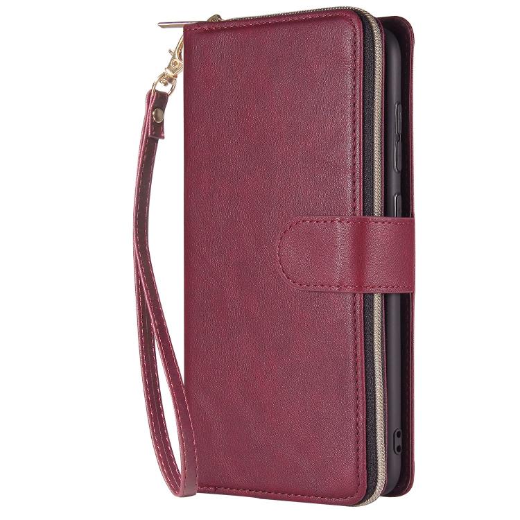 For Galaxy S25 Edge 5G 9-Card Slots Zipper Wallet Bag Leather Phone Case