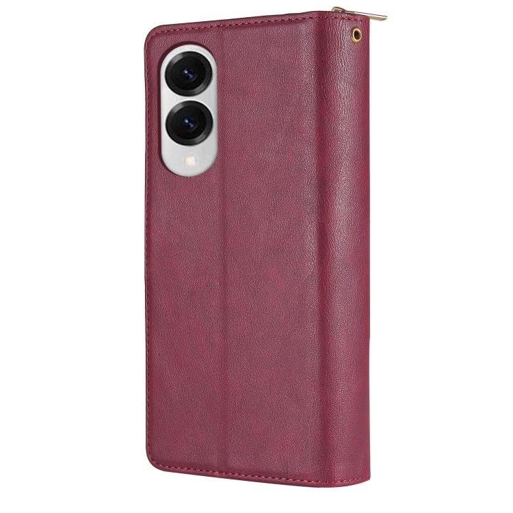 For Galaxy S25 Edge 5G 9-Card Slots Zipper Wallet Bag Leather Phone Case