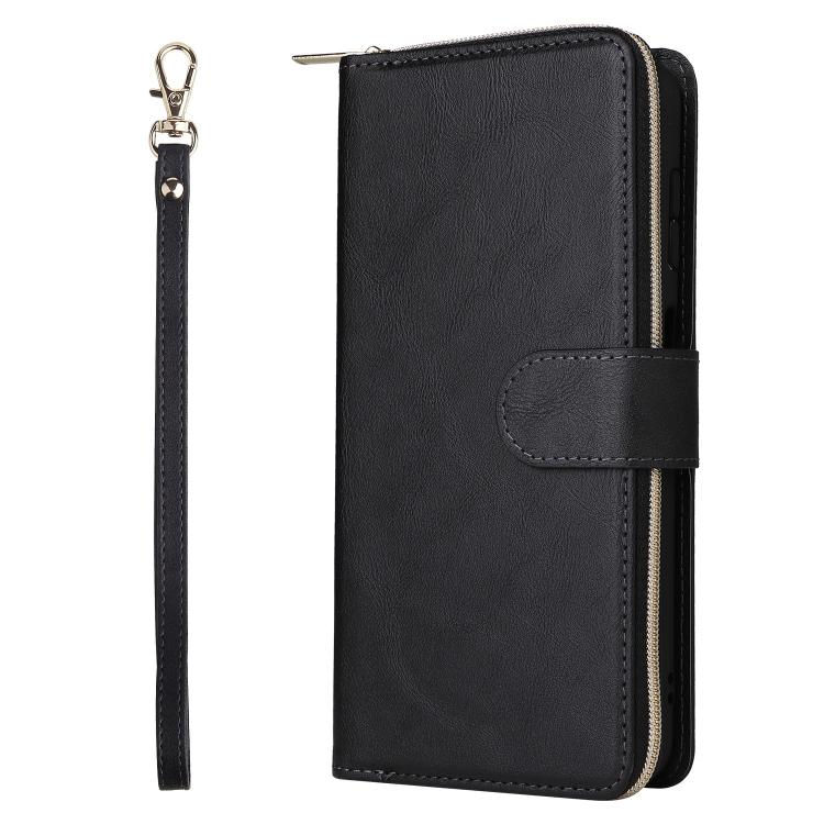 For Galaxy S25 FE 5G 9-Card Slots Zipper Wallet Bag Leather Phone Case