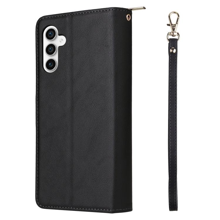 For Galaxy S25 FE 5G 9-Card Slots Zipper Wallet Bag Leather Phone Case