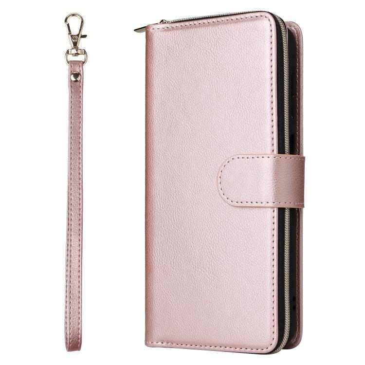 For Galaxy S25 FE 5G 9-Card Slots Zipper Wallet Bag Leather Phone Case